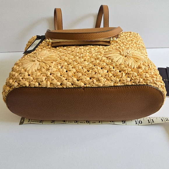 Strathberry Floral Raffia Basket Tote Straw Tan - Picture 12 of 15